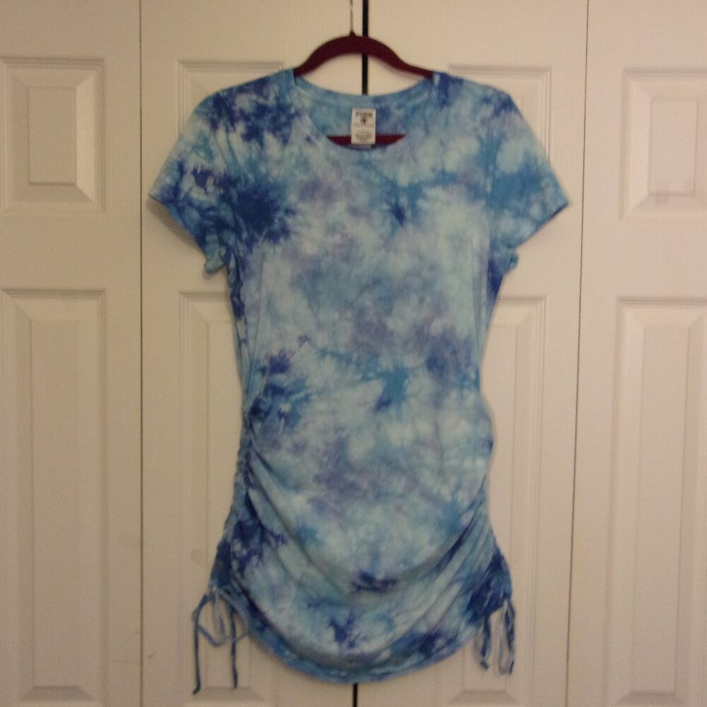 Pink Victorias Secret Tie Dye Blue Ruched Side Mini T Shirt Dress Size Large